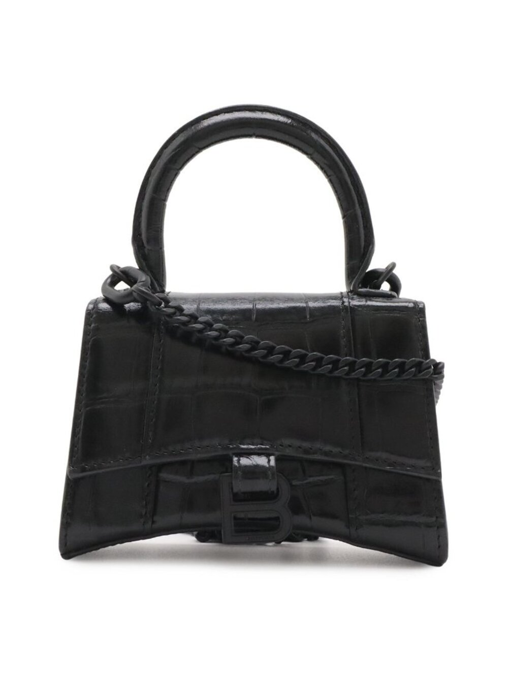 Balenciaga Hourglass Mini Bag 2-Way Chain Pochette Croco